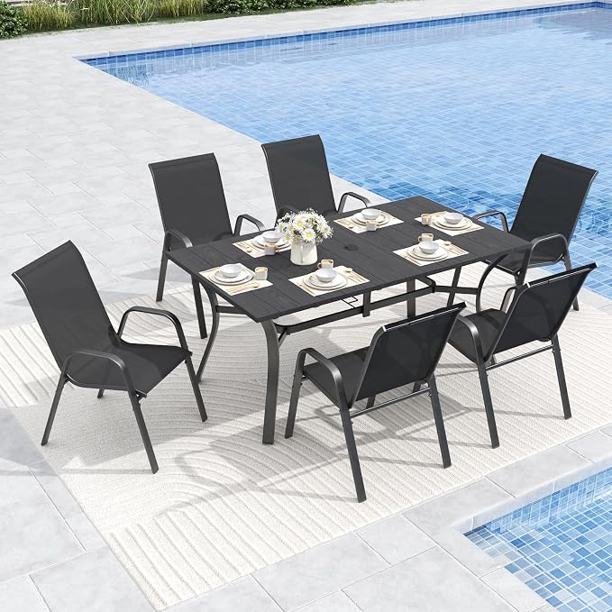 Patio Dining Chairs Set of 6 Outdoor Stackable Dining Chairs - Image 2