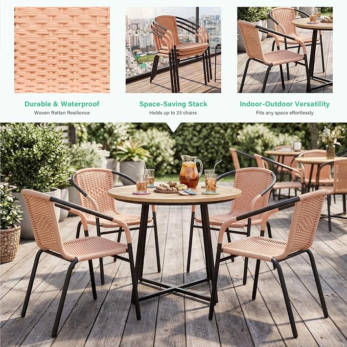 JEAREY Outdoor Patio Rattan Dining Chairs Set of 4, All Weather Stackable - Image 4