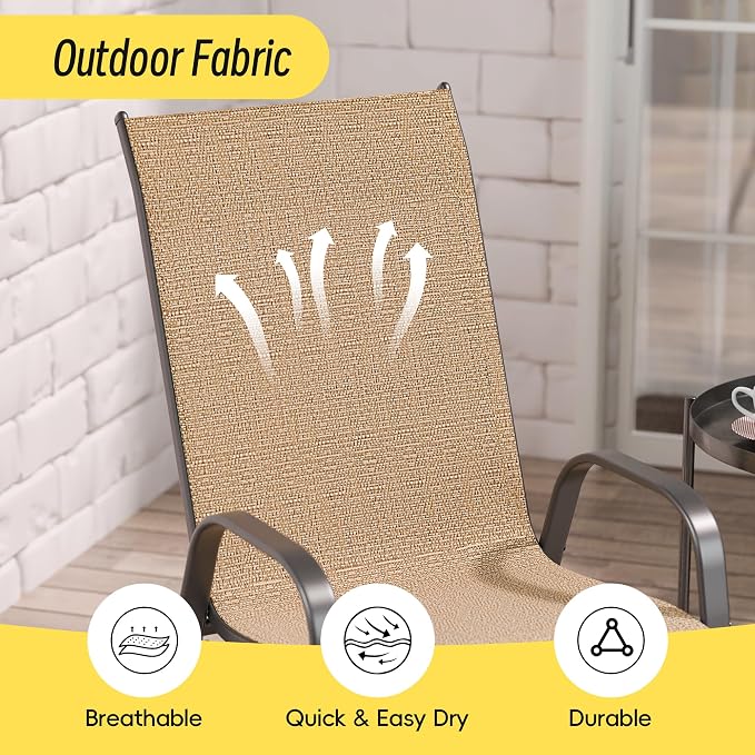 Patio Chairs Set of 8, Stackable Outdoor Dining Chairs Set - Image 5