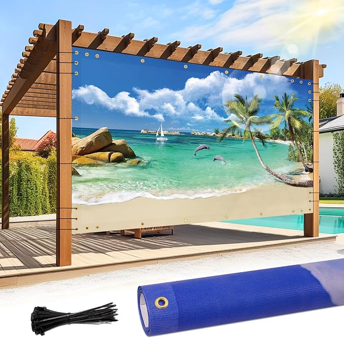 Shade&Beyond Custom Design Patio & Gazebo Backdrop Screen, Full-Color Printed by ShadeBeyond