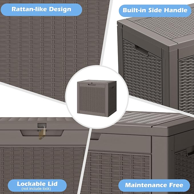 Outdoor Storage Box, 30 Gallon Resin Deck Boxes Outdoor Waterproof - Image 5