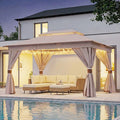 10'x13' Outdoor Gazebo with 50FT String Lights, Metal Heavy Duty Patio Canopy by LAUSAINTHOME