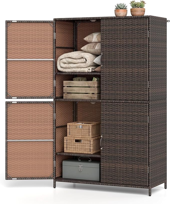 Tangkula Rattan Outdoor Storage Cabinet by TANGKULA