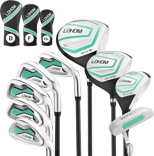 11 Pcs Women's Complete Golf Club Sets Right Hand with 14 Way Golf Cart Bag, Includes 460cc Alloy #1 Driver & #3 Fairway Wood & #4 Hybrid /#6/#7/#8/#9/#P/#S Irons & Putter