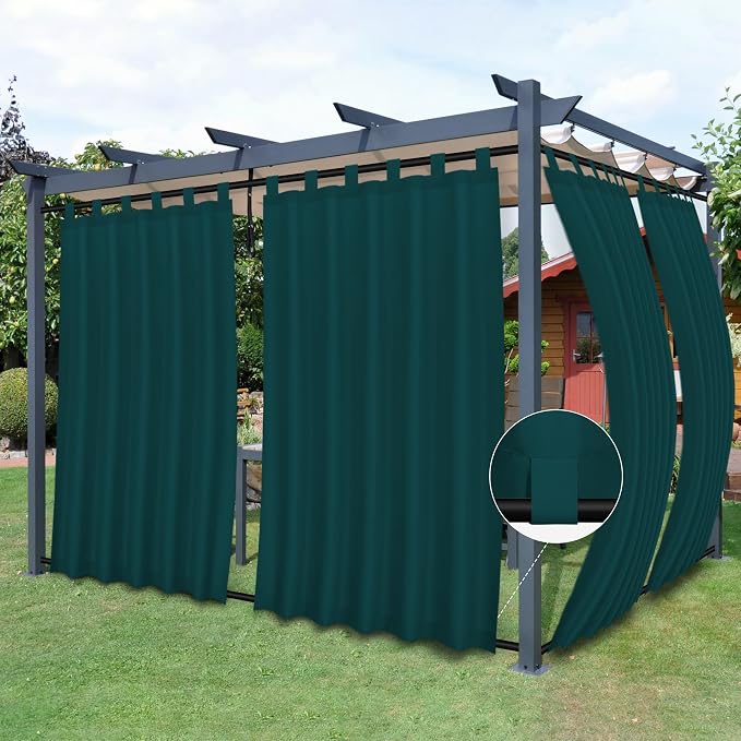 Easy-Going Outdoor Patio Curtains 2 Panels, 54x96 inch, Teal | Privacy by Easy-Going