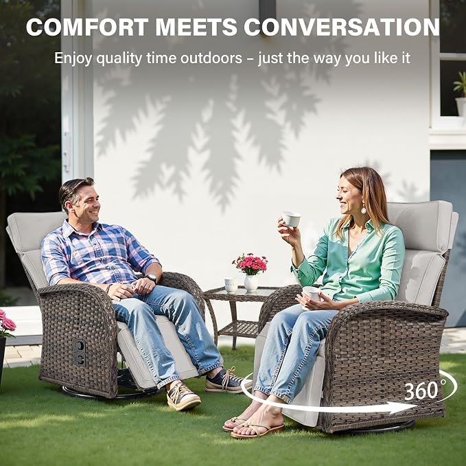 Dual-Adjust Outdoor Swivel Recliner Chair – Reclining Patio Chair - Image 3