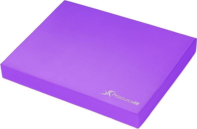 ProsourceFit Exercise Balance Pad – Large Cushioned Non-Slip Foam Mat & Knee Pad for Fitness, Stability Training, Physical Therapy, Yoga 15"x19", Purple