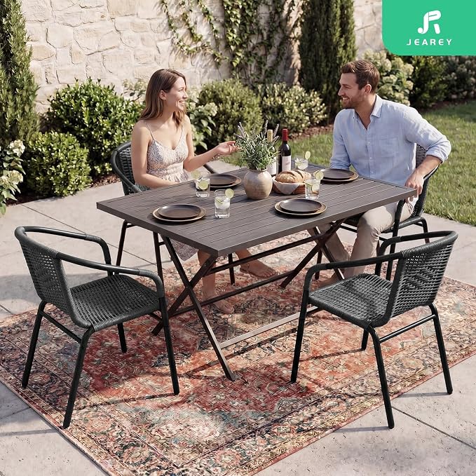 JEAREY Outdoor Patio Rattan Dining Chairs Set of 4, All Weather Stackable - Image 8