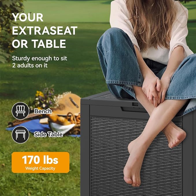 29 Gallon Outdoor Storage Box, Resin Deck Boxes Indoor and outdoor, Waterproof - Image 5