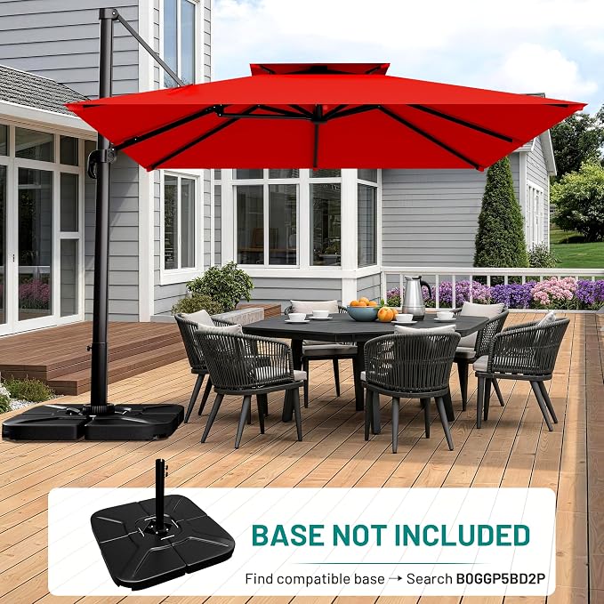 11×11 FT Double-Top Cantilever Patio Umbrella, Outdoor Umbrellas - Image 6