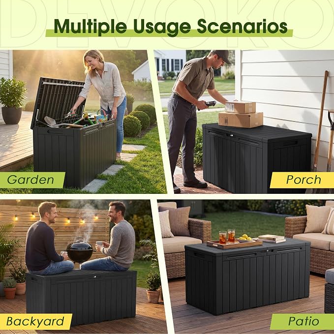Devoko 100 Gallon Outdoor Storage Box, Waterproof Deck Box Lockable | Weather - Image 5