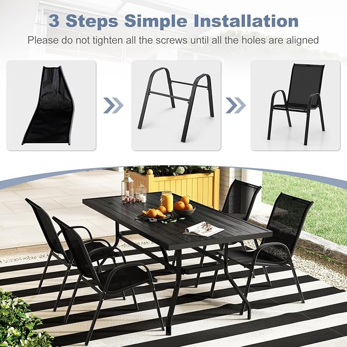 Tangkula Patio Dining Chairs Set of 4, Outdoor Stackable All Weather Heavy Duty - Image 7