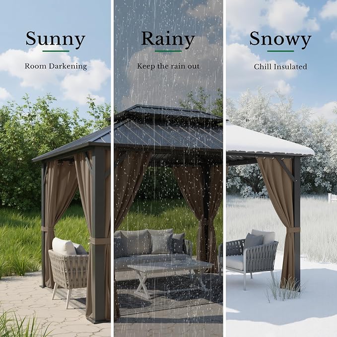 Outdoor Waterproof Curtains for Patio 52x84 Inch Mocha, 1 Panel | Light - Image 5