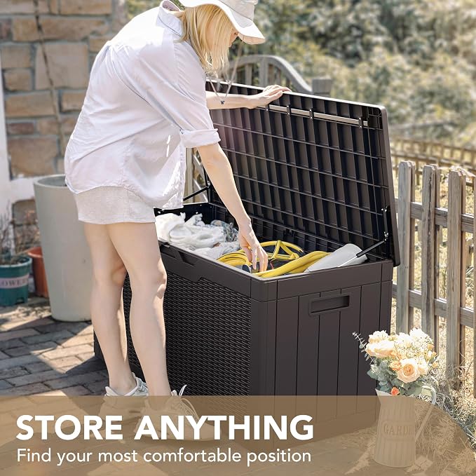 Devoko 100 Gallon Waterproof Resin Deck Box, Large Outdoor Storage Box | Indoor - Image 7