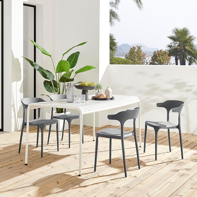 Modern Stackable Dining Chair Set, No Assembly, Plastic Chair, Patio Chair - Image 2