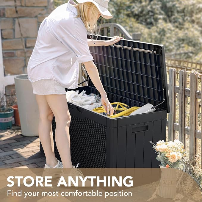 Devoko 100 Gallon Waterproof Resin Deck Box, Large Outdoor Storage Box | Indoor - Image 8