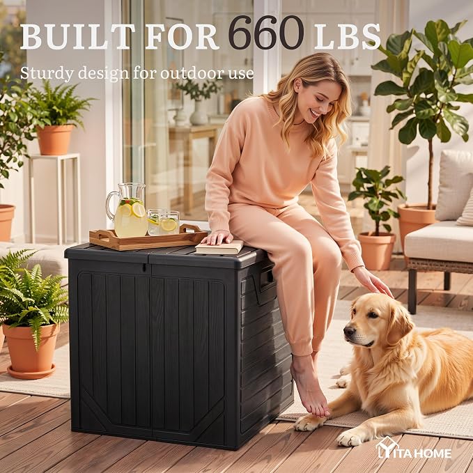 YITAHOME 150 Gallon Large Outdoor Storage Box w/Double Wall | Waterproof Deck - Image 7
