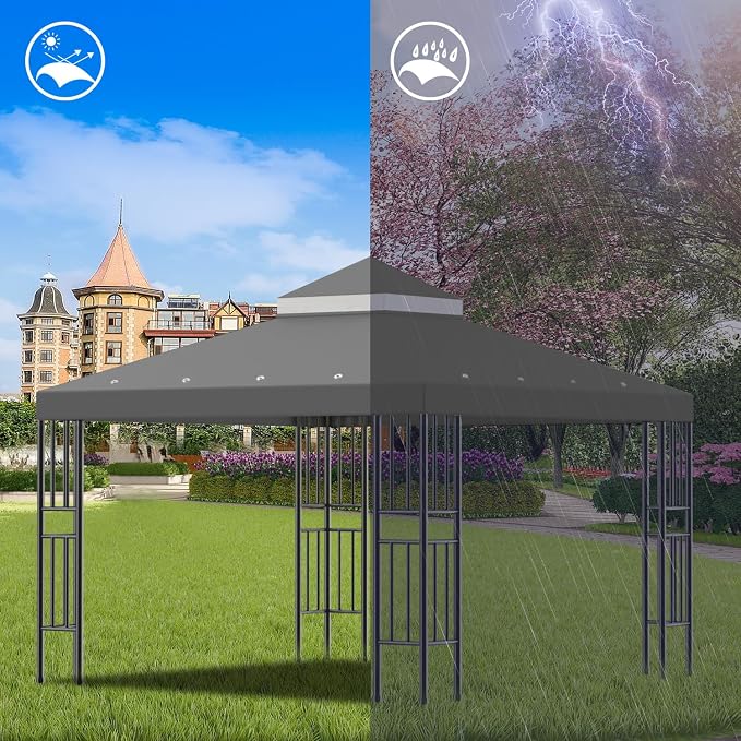 Sumfaller 10x10 FT Gazebo Replacement Canopy Top Cover | Double Tiered Canopy - Image 2