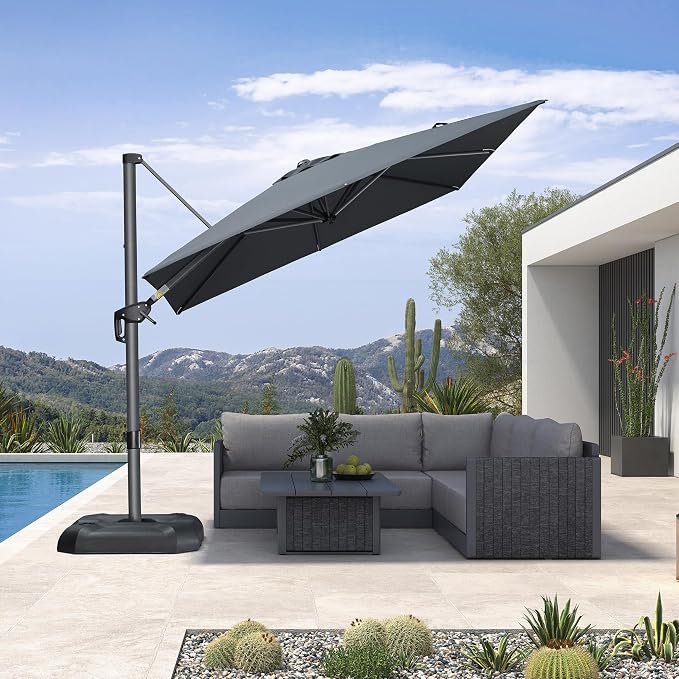 PURPLE LEAF Outdoor Umbrella 8' x 8' Square Premium Sun Protection Grey | - Image 2
