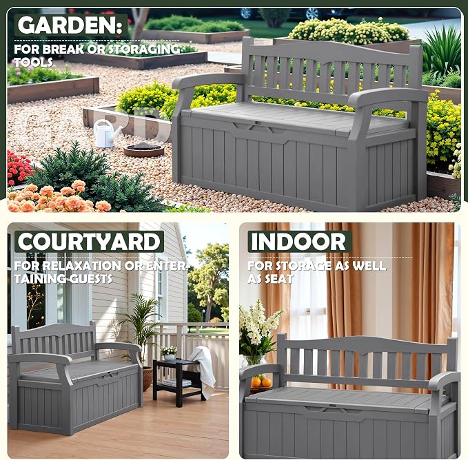 Flamaker 80 Gallon Storage Bench, Deck Box - Image 4