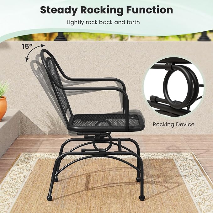 Tangkula Outdoor Rocking Chair Set of 4, Patio Rocker Chairs - Image 5