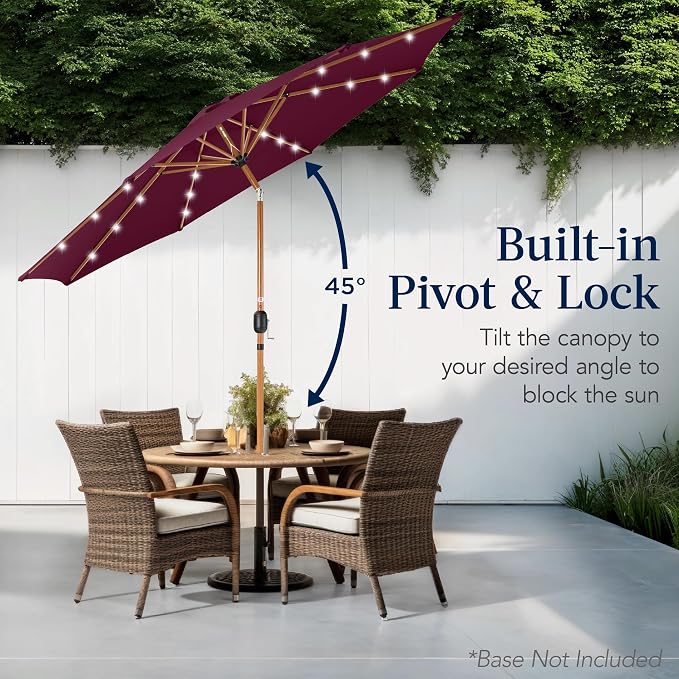 Best Choice Products 10ft Solar Market Patio Umbrella w/Woodgrain Pattern Pole - Image 5