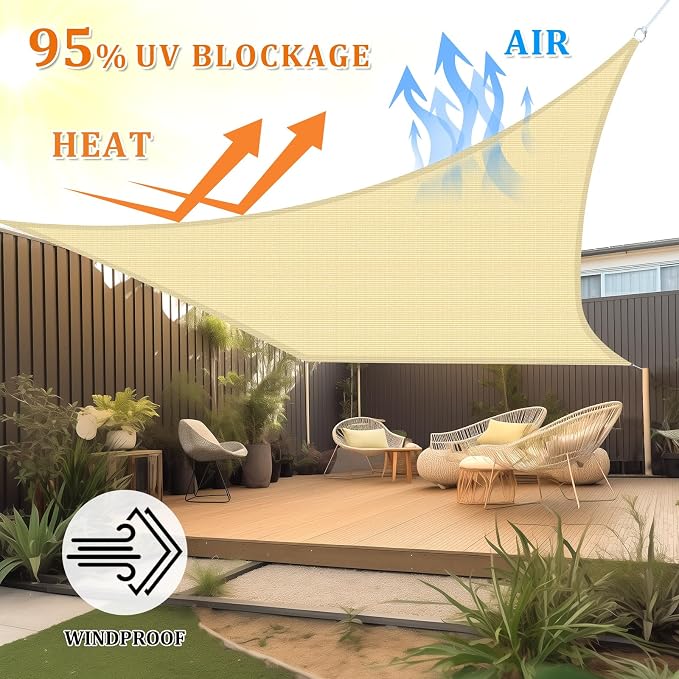 Shade&Beyond 8'x8' Sun Shade Sail Canopy Rectangle, UV Block Breathable Curved - Image 2