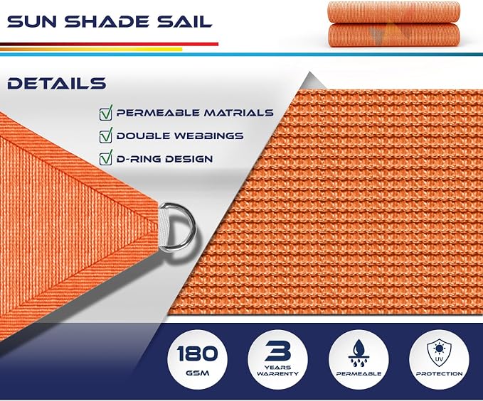 Windscreen4less 20' x 20' x 20' Sun Shade Sail Triangle Outdoor Canopy Cover UV - Image 3