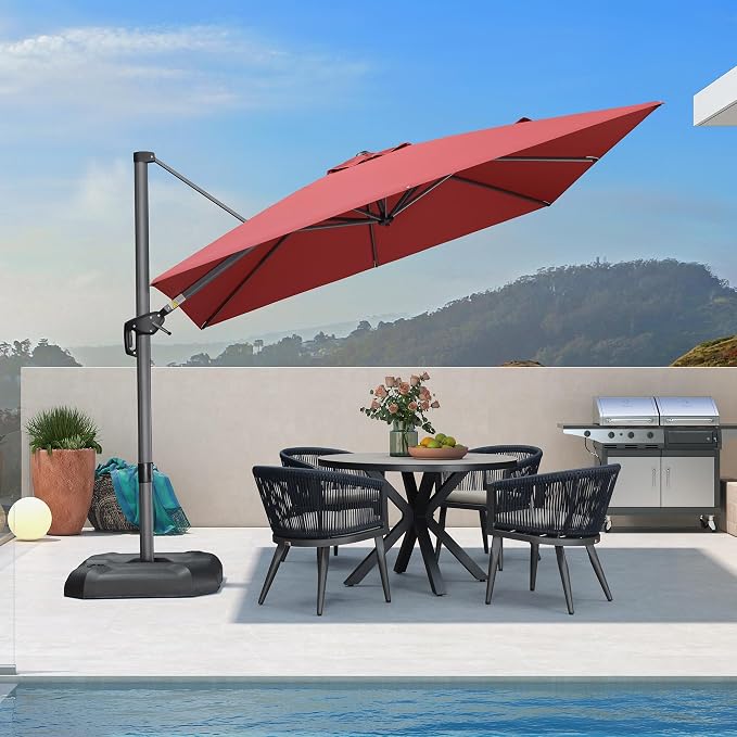 PURPLE LEAF Patio Outdoor Umbrella 9' x 9' Square All-Weather Terra | Large by PURPLELEAF