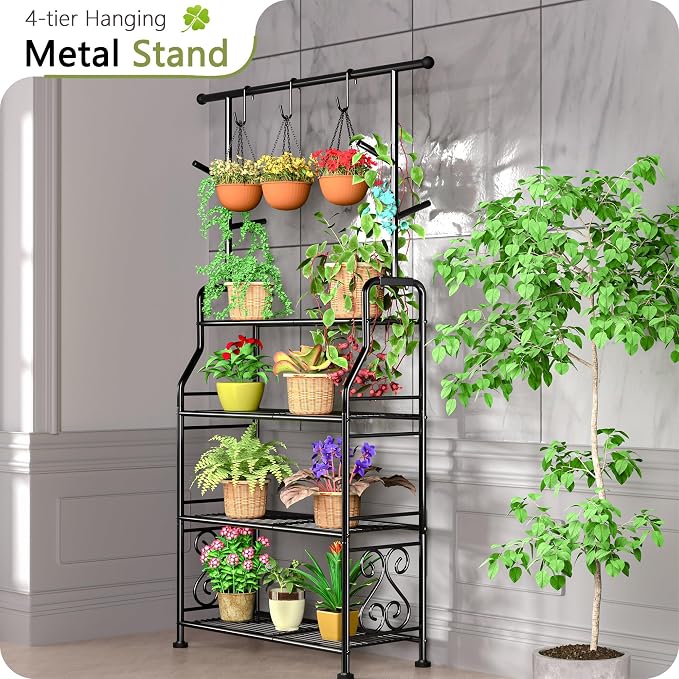 GIOTORENT Plant Stand Indoor Outdoor, 4-Tier Heavy Duty Metal Shelves, Display - Image 4