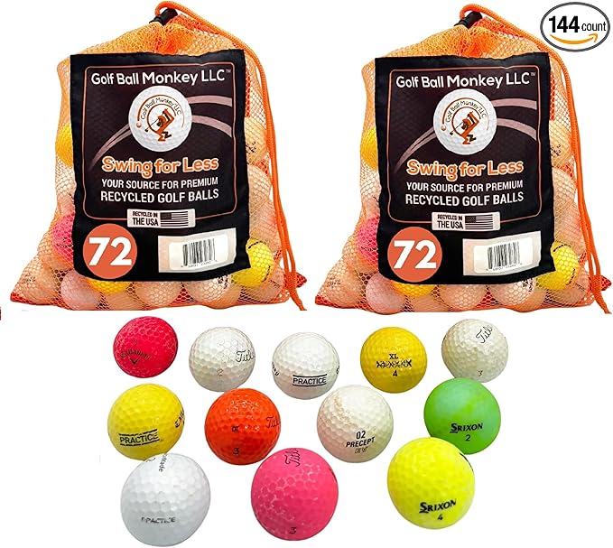 Golf Ball Monkey Recycled Hit-Away Practice Golf Balls with Mesh Bag - Pre-Owned Used Golf Balls for Driving Range & Training Golf Balls