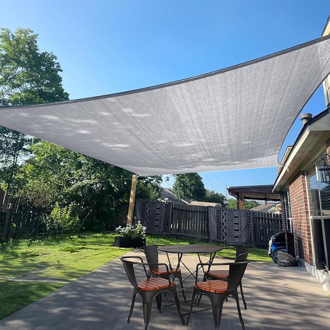 Sun Shade Sail 7' x 13' Silver Grey Rectangle Outdoor Canopy Cover | Outdoor by SUNLAX