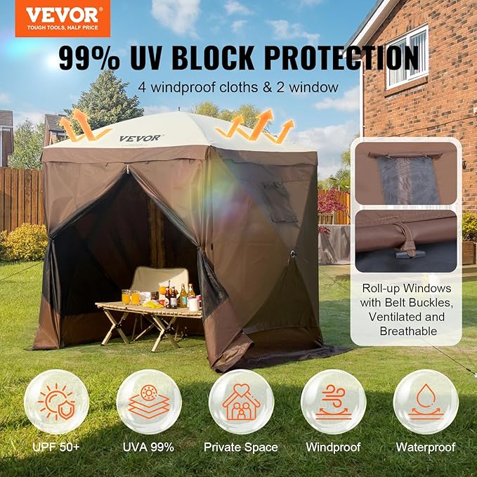 VEVOR Pop Up Gazebo Tent, 6 x 6 ft 4-Sided Screen Shelter - Image 2