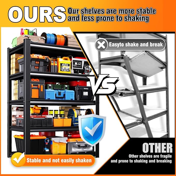 46''W Garage shelving, 2500lbs AdjustableTall Heavy Duty Shelving, 5T Garage - Image 6