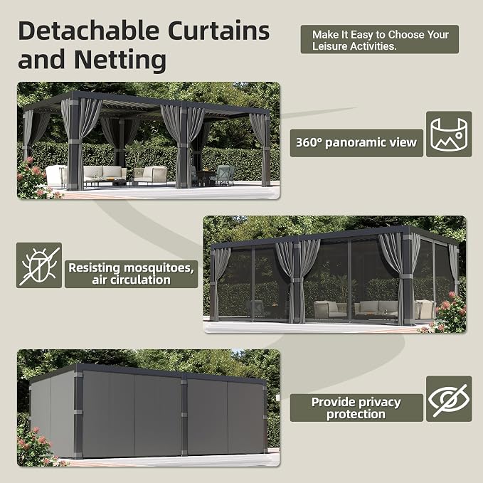 Airwire 12'x20' Louvered Pergola Aluminum Frame Gray | Outdoor Pergola - Image 7