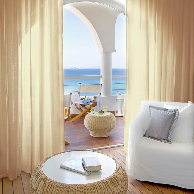 Outdoor Sheer Curtains for Patio Waterproof, 2 Panels Rod Pocket Indoor/Outdoor - Image 7