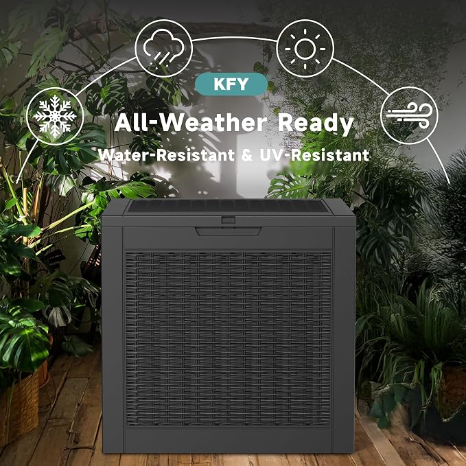 31 Gallon Waterproof Resin Deck Box, UV Resistant Outdoor Storage - Image 4