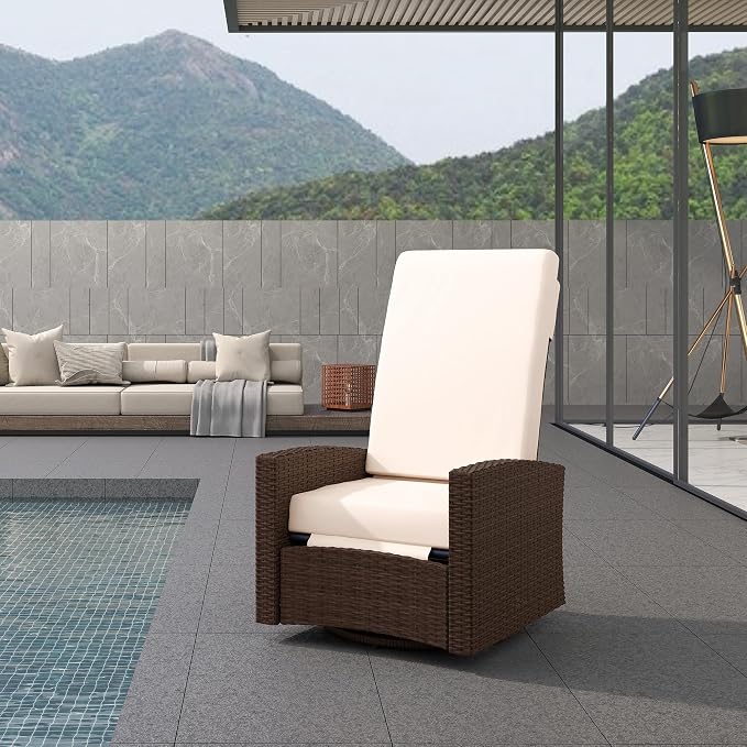 Outsunny Outdoor Wicker Swivel Recliner Chair, - Image 8