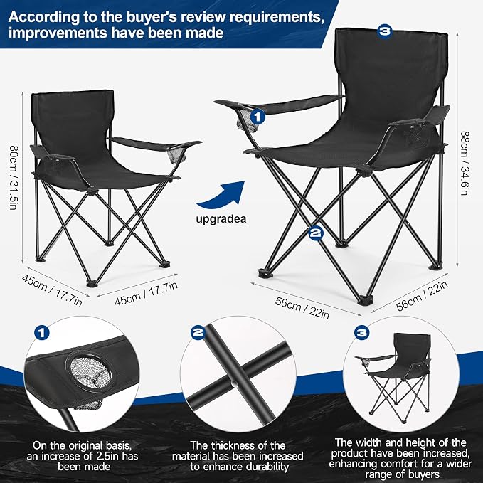 WEIDIORME 2 Pack Lightweight Camping Chairs - Image 3