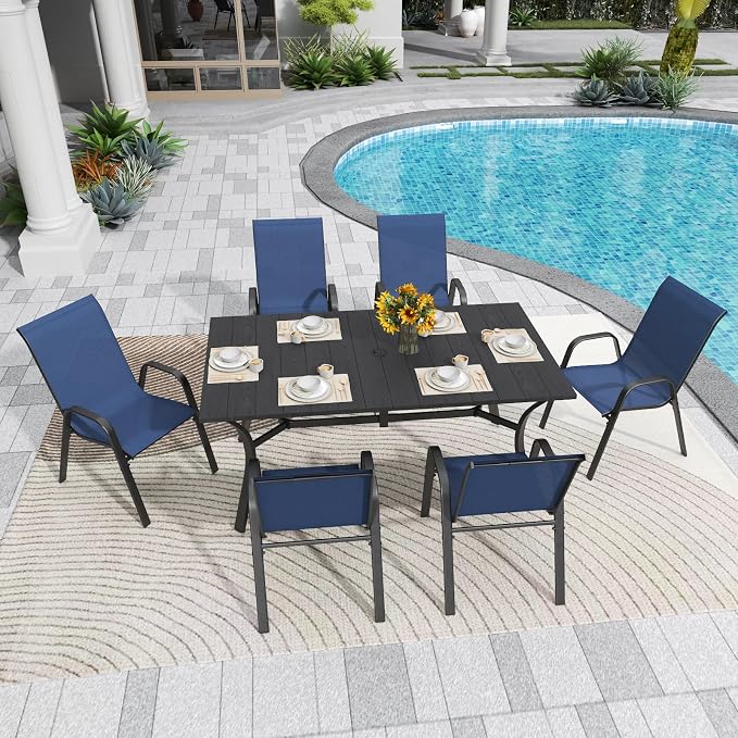 Stackable Patio Chairs Set of 8, Outdoor Chairs Set - Image 4