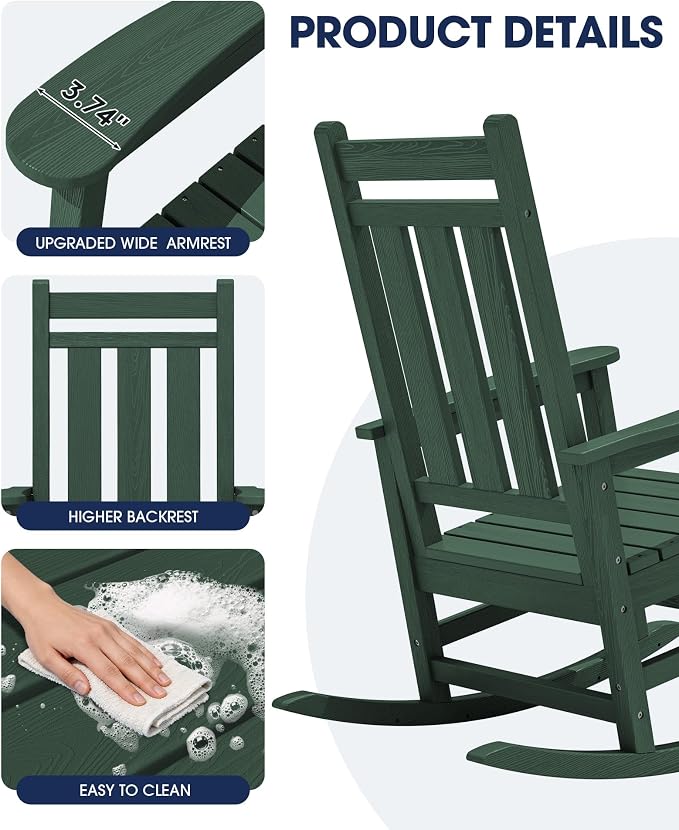 Oversized Outdoor Rocking Chair, HDPE Patio Rockers - Image 7