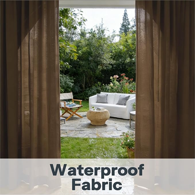Outdoor Sheer Curtains for Patio Waterproof, 2 Panels Rod Pocket Indoor/Outdoor - Image 6