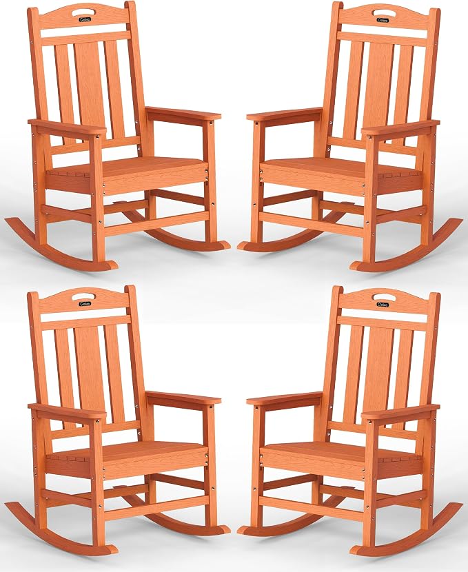 Oversized Outdoor Rocking Chairs Set of 4, 380lbs Heavy-Duty Large Patio Rocker by CIOKEA