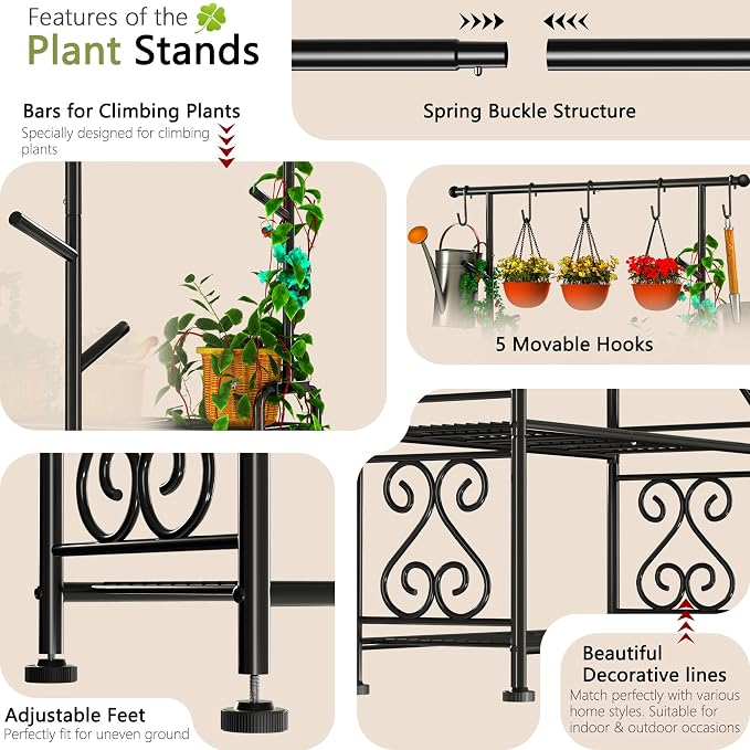 GIOTORENT Plant Stand Indoor, 3-Tier Heavy Duty Metal Shelf - Image 6