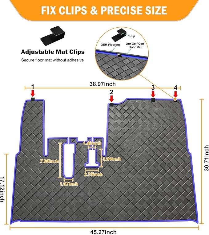 Golf Cart Floor Mat for Yamaha,Customize Non-Slip Full Coverage Liner Matt Replacement Fits to Yamaha G29/Drive, Drive2,Adventurer,QuieTech 2017+,Durable Easy to Clean