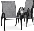 24.4" Wide Outdoor Stackable Chairs Set of 8 | Stacking Patio Chairs by Villeston