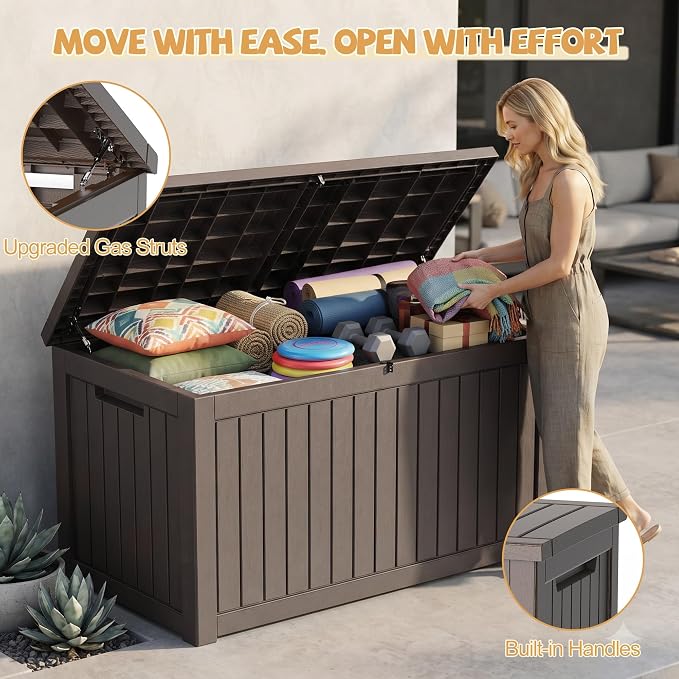 Outdoor Storage Box Waterproof, 300 Gal Gen 2 Resin Deck Box - Image 5