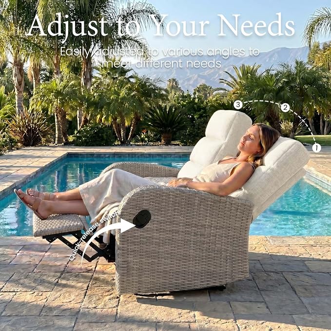 Oversized 3 Pieces Wicker Outdoor Recliner Loveseat - Image 6
