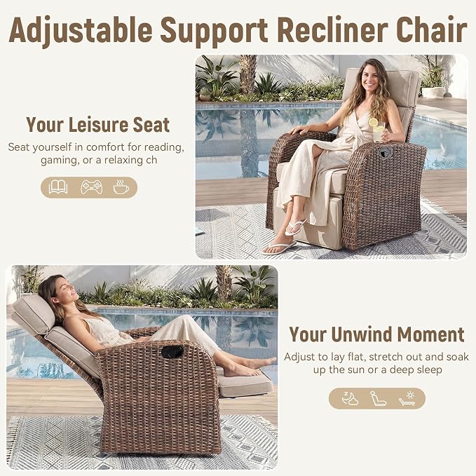 Luxury Patio Swivel Recliner Chair - Image 3