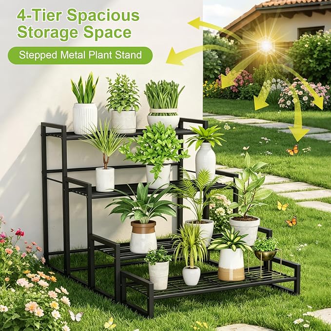 VyGrow Plant Stand, 4 Tier Widened Stackable Tiered Plant Stand, Upgraded - Image 2